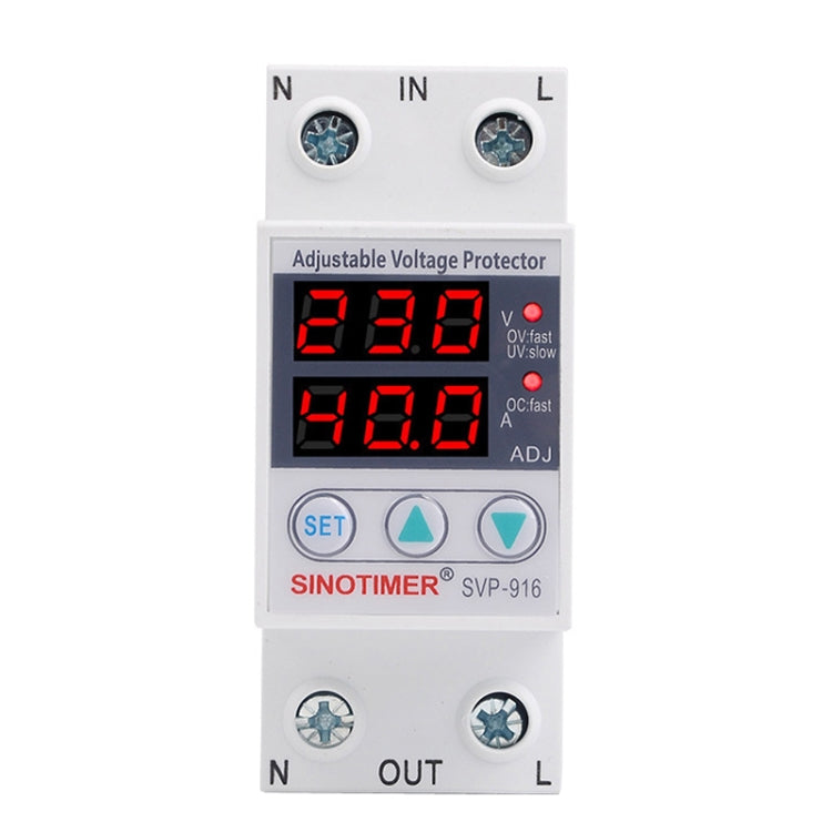 SINOTIMER SVP-916 Protezione da sovratensione e sottotensione regolabile con ripristino automatico, corrente:, 40A, 63A, 80A SINOTIMER SVP-916 Protezione da sovratensione e sottotensione regolabile con ripristino automatico, corrente:, 40A, 63A, 80A